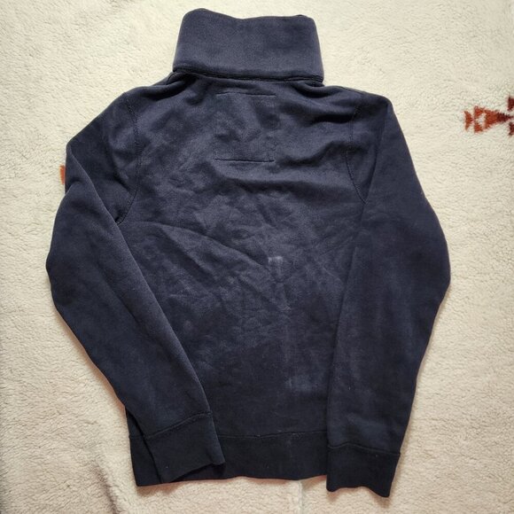 Hollister Sweater Medium Blue High Collar Full Double Zip Spell Out Jacket - Picture 2 of 8
